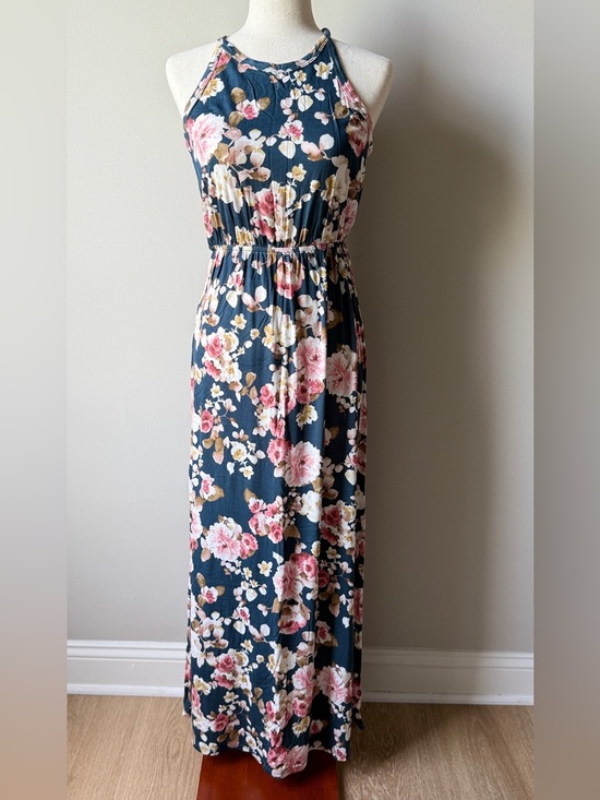 Papermoon Dresses & Skirts - Papermoon Teal Maxi Dress with Pink & Cream Floral Print